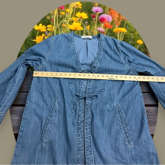 Free People Denim Dragonfly Tie Front Jacket. Size: XL - Picture 8 of 13